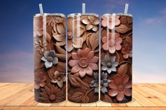 3D Engraved Leather Flower 20oz/30oz Tumbler PNG Product Image 1