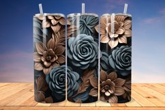 3D Engraved Leather Flower 20oz/30oz Tumbler PNG Product Image 1