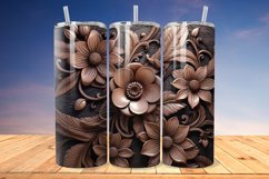 3D Engraved Leather Flower 20oz/30oz Tumbler PNG Product Image 1