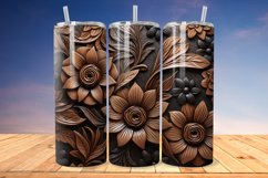 3D Engraved Leather Flower 20oz/30oz Tumbler PNG Product Image 1