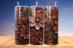 3D Engraved Leather Flower 20oz/30oz Tumbler PNG Product Image 1