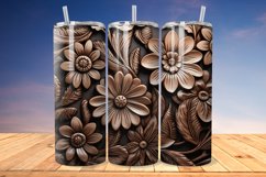 3D Engraved Leather Flower 20oz/30oz Tumbler PNG Product Image 1