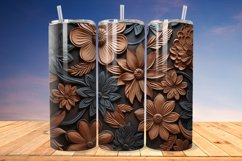 3D Engraved Leather Flower 20oz/30oz Tumbler PNG Product Image 1