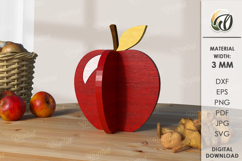 3D Fall Decor Laser Cut. Apple SVG Product Image 1