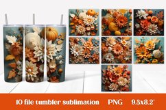 3d fall flower sublimation tumbler design wrap 20 Oz, 3d fall tumbler wrap, 3d fall flower illustration PNG, 3d fall flower sublimation.