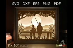 3D father and son fishing light box