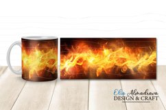 Bundle of 5 wrap designs with realistic hot fire flames for sublimation on 11Oz, 12Oz and 15Oz MUGS, Burning flame horizontal pattern on black background for gifts for hot coffee lovers, man, firefighters, for campings.
