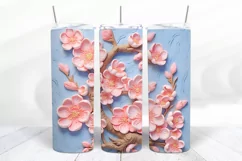 3D Floral 20 oz Skinny Tumbler Sublimation Design