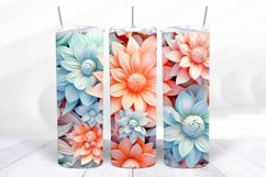 3D Floral 20 oz Skinny Tumbler Sublimation Design