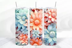 3D Floral 20 oz Skinny Tumbler Sublimation Design