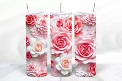3D Floral 20 oz Skinny Tumbler Sublimation Design