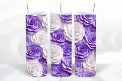 3D Floral 20 oz Skinny Tumbler Sublimation Design
