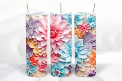 3D Floral 20 oz Skinny Tumbler Sublimation Design