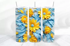 3D Floral 20 oz Skinny Tumbler Sublimation Design
