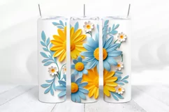 3D Floral 20 oz Skinny Tumbler Sublimation Design