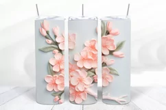 3D Floral 20 oz Skinny Tumbler Sublimation Design