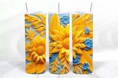 3D Floral 20 oz Skinny Tumbler Sublimation Design
