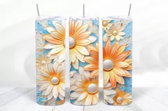 3D Floral 20 oz Skinny Tumbler Sublimation Design
