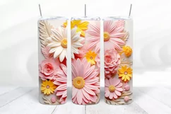 3D Floral 20 oz Skinny Tumbler Sublimation Design