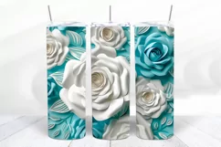 3D Floral 20 oz Skinny Tumbler Sublimation Design