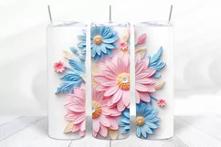 3D Floral 20 oz Skinny Tumbler Sublimation Design