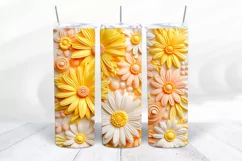3D Floral 20 oz Skinny Tumbler Sublimation Design
