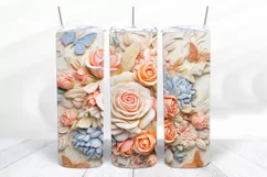 3D Floral 20 oz Skinny Tumbler Sublimation Design