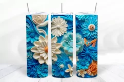 3D Floral 20 oz Skinny Tumbler Sublimation Design