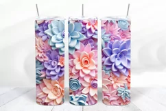 3D Floral 20 oz Skinny Tumbler Sublimation Design