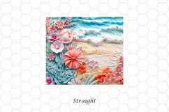3D Floral Beach 20 oz Skinny Tumbler Wrap Sublimation Design