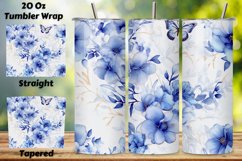 3D floral blossoms Tumbler Wrap, alcohol ink butterflies