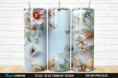 3D Floral Butterflies Botanical 20/30oz Skinny Tumbler Product Image 1