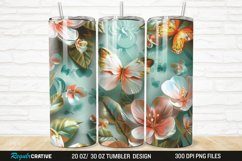 3D Floral Butterflies Botanical 20/30oz Skinny Tumbler Product Image 1