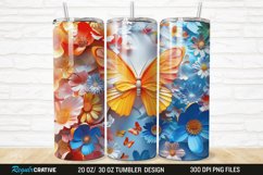 3D Floral Butterfly 20/30oz Skinny Tumbler Product Image 1