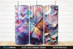 3D Floral Butterfly 20/30oz Skinny Tumbler Product Image 1