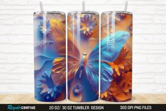 3D Floral Butterfly 20/30oz Skinny Tumbler Product Image 1