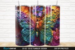 3D Floral Butterfly 20/30oz Skinny Tumbler Product Image 1