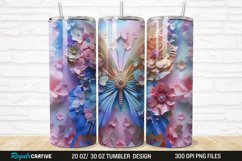 3D Floral Butterfly 20/30oz Skinny Tumbler Product Image 1