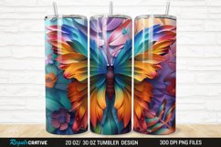 3D Floral Butterfly 20/30oz Skinny Tumbler Product Image 1