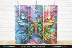 3D Floral Butterfly 20/30oz Skinny Tumbler Product Image 1