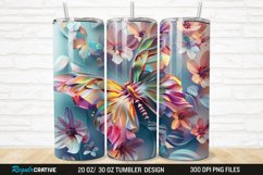 3D Floral Butterfly 20/30oz Skinny Tumbler Product Image 1