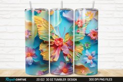 3D Floral Butterfly 20/30oz Skinny Tumbler Product Image 1