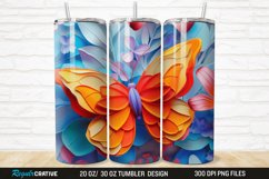 3D Floral Butterfly 20/30oz Skinny Tumbler Product Image 1