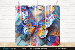3D Floral Butterfly 20/30oz Skinny Tumbler Product Image 1