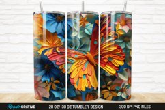3D Floral Butterfly 20/30oz Skinny Tumbler Product Image 1