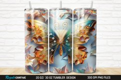 3D Floral Butterfly 20/30oz Skinny Tumbler Product Image 1