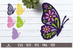 3d Floral Butterfly SVG Layered Design