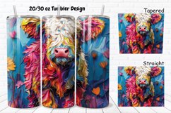 3D Floral Cow 20/30oz Skinny Tumbler Product Image 1