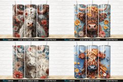 3D Floral Highland Cow Tumbler Wrap Bundle Product Image 5