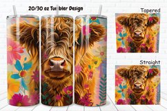 3D Floral Cow 20/30oz Skinny Tumbler Product Image 1